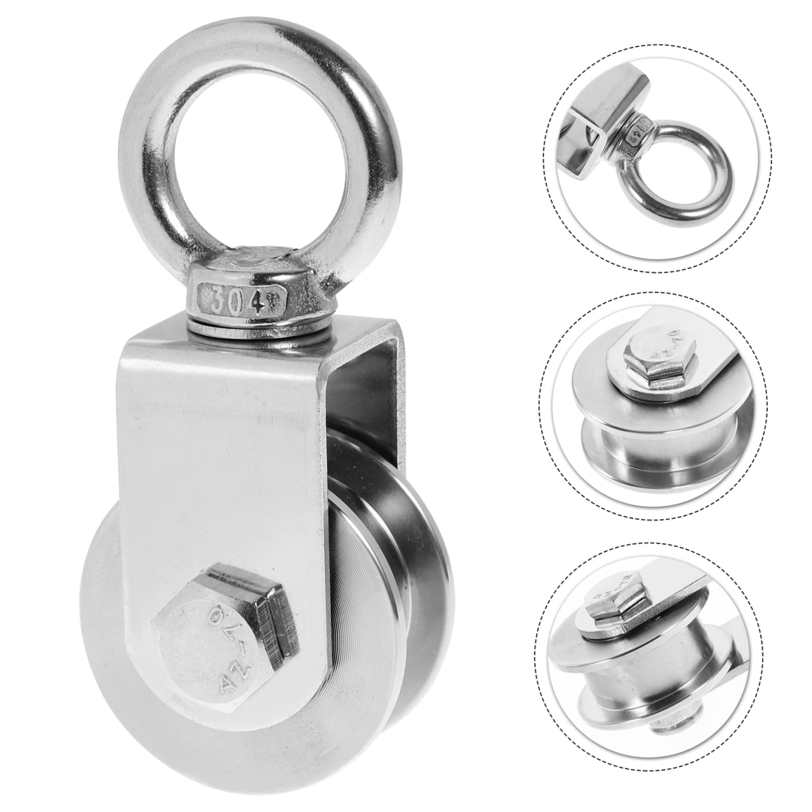 LIFKICH Engine Hoist Hook Swivel Heavy Duty Stainless Pulley System for Cable Rope Lifting Traction