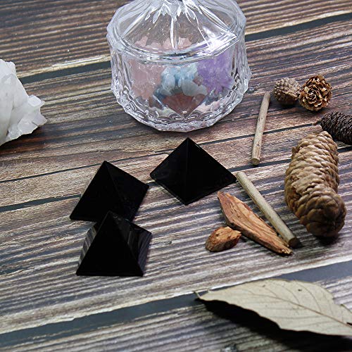 Image of Runyangshi Natural Black Obsidian Crystal Pyramid Energy Generator | 1.6x1.6in (4x4cm) Healing Crystal Pyramid for Protection & Positive Energy | Natural Quartz for Chakra Reiki Home Decor