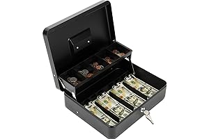 Cash Box with Lock and Key (Black)
