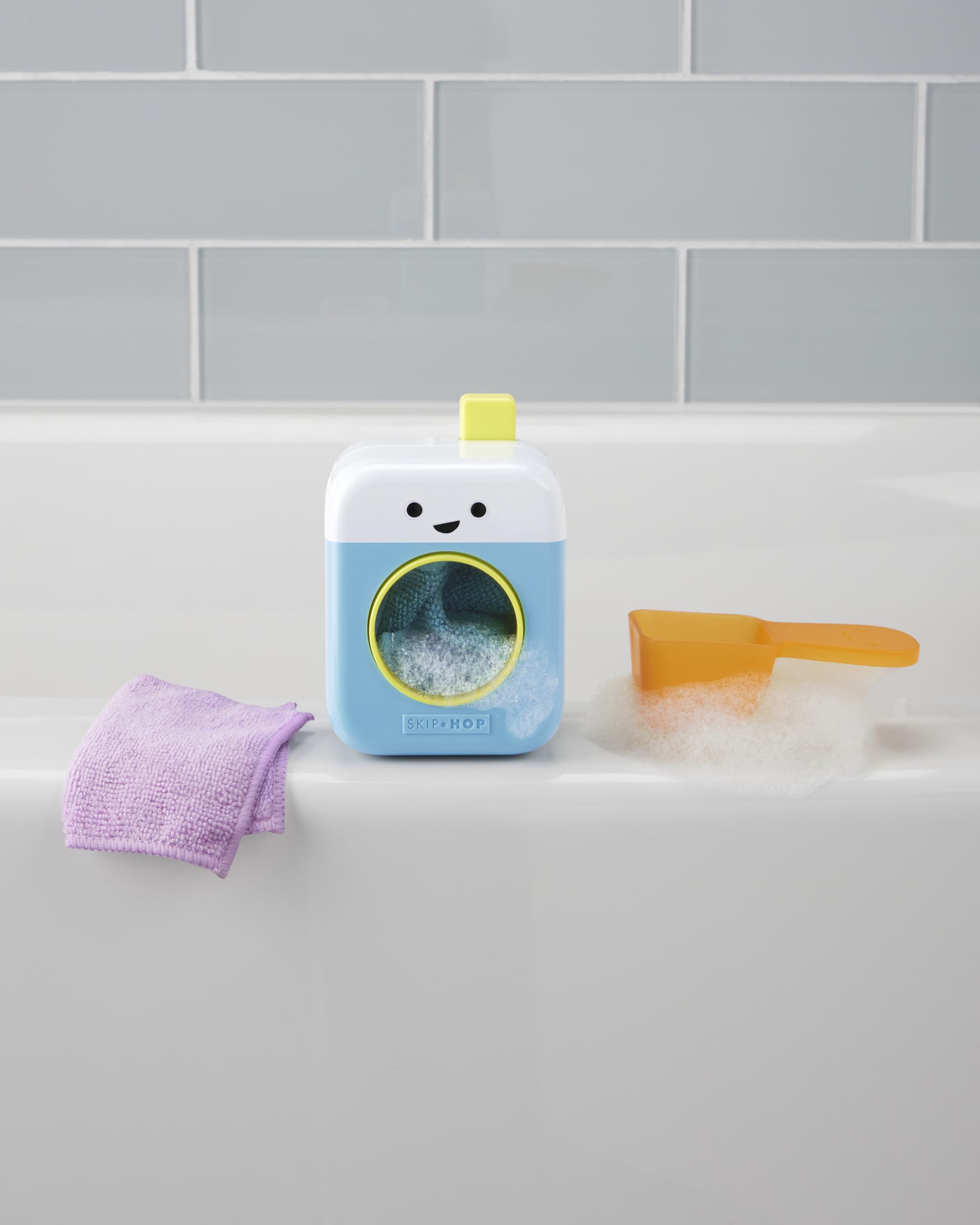 Skip Hop Baby-Badespielzeug, Frischer und sauberer Schleuderzyklus, 4-teiliges Wäsche- und Badewannen-Set für sensorische Entwicklung, 12 m +