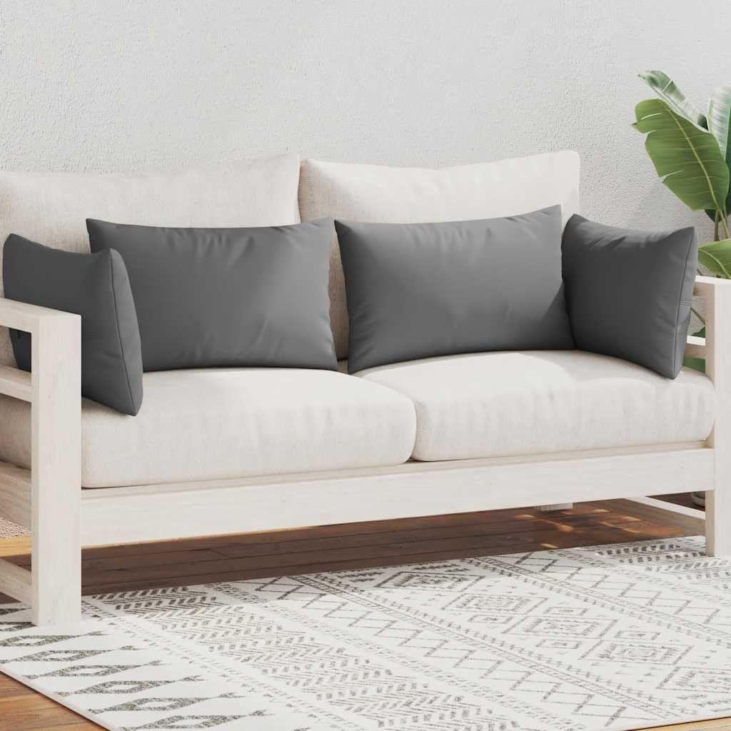 vidaXL Lot de 4 Oreillers d'Extérieur, Cousins de Balcon, Oreillers de Sièges, Décoration de Patio Jardinage Jardin Terrasse, Gris