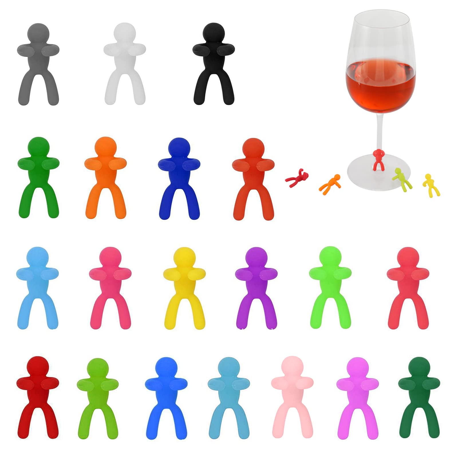 20 Colori Segnabicchiere in Silicone Segna Bicchieri per Calici, Colorati, Marca