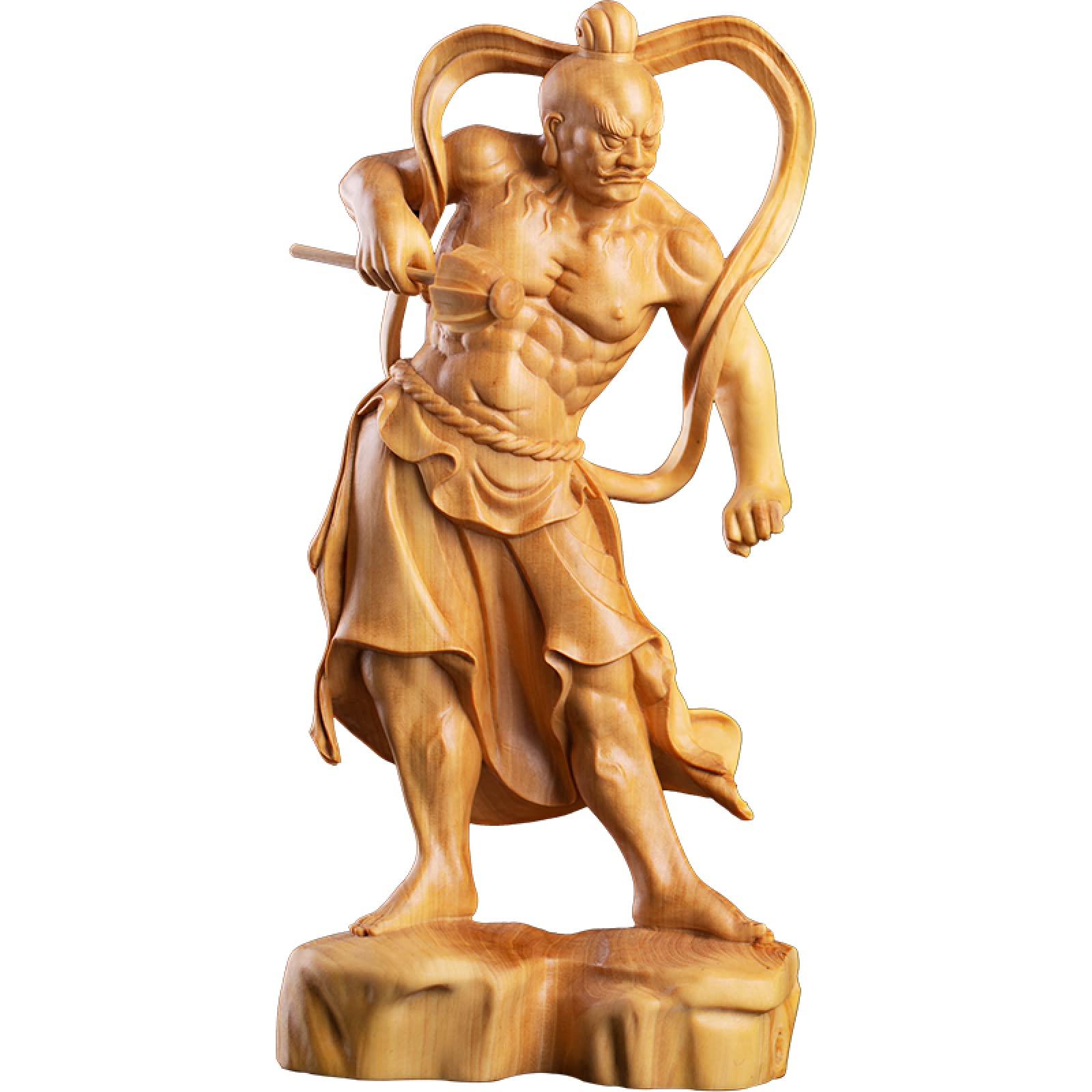 ZTHOME 2PCS 20cm Door God Wood Buddha Statue Two Gods Boxwood Feng Shui Wood Carving Home Decoration