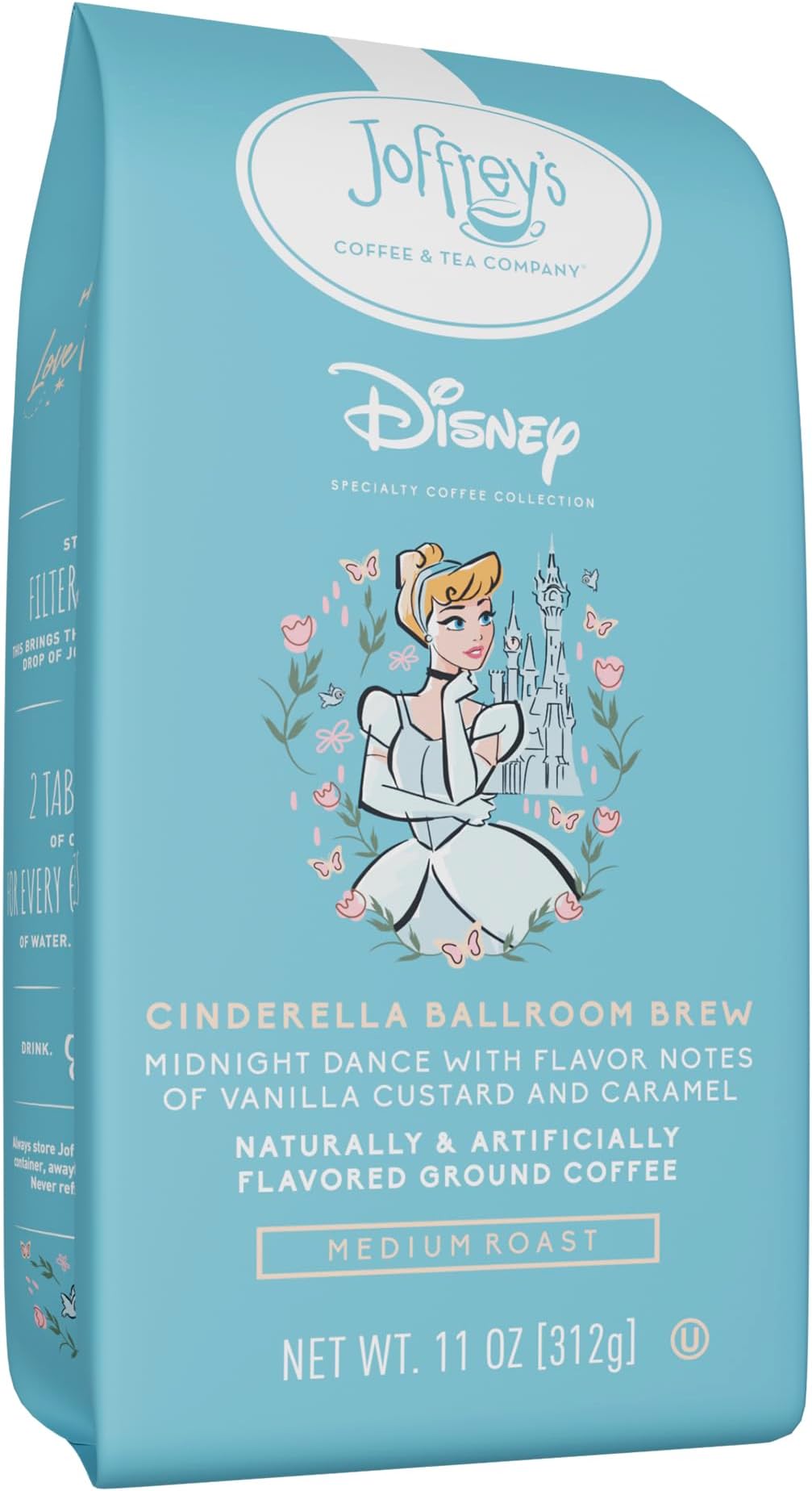 Joffrey's Coffee - Disney Cinderella Ballroom Brew, Disney Specialty Coffee Collection, Flavored Coffee, Arabica Ground Coffee, Artisan Medium Roast, Rich & Smooth Taste (Ground, 11oz)