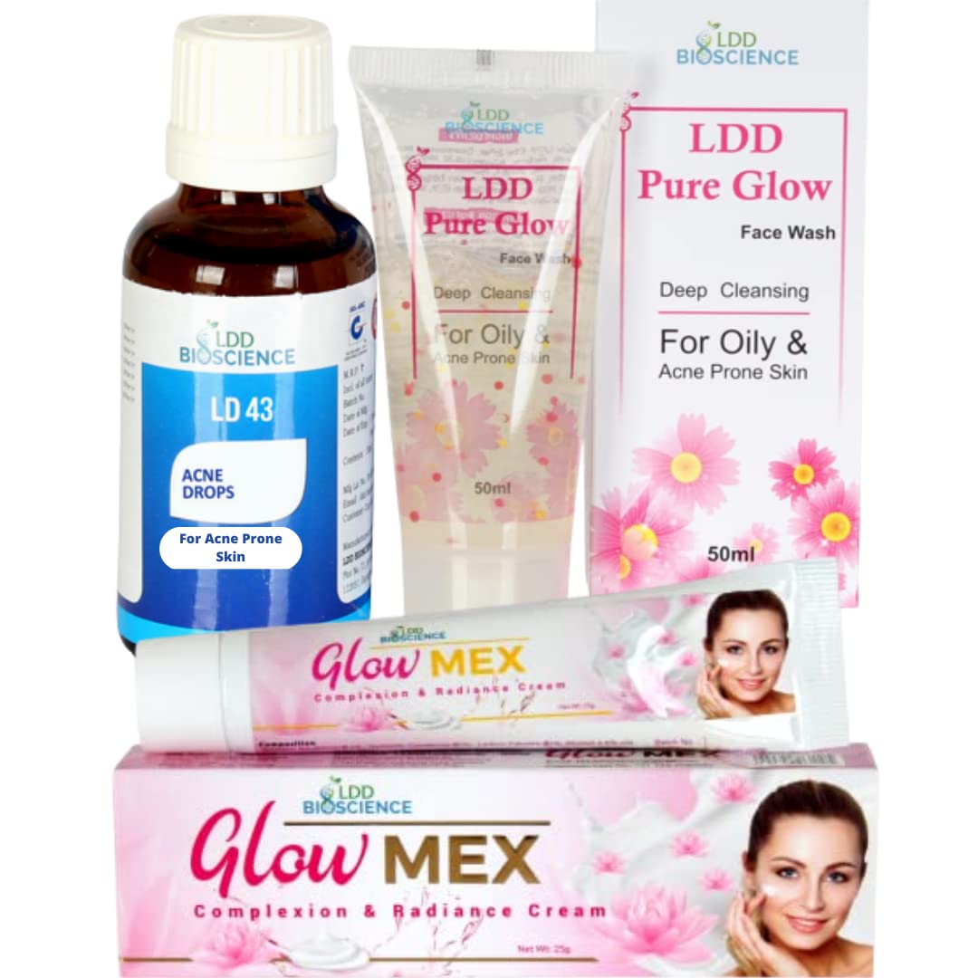 LDD Bioscience Acne Care Kit Kills Acne Causing Germs & Provides Acne Free Glowing Skin (Face Wash, Drop & Cream)