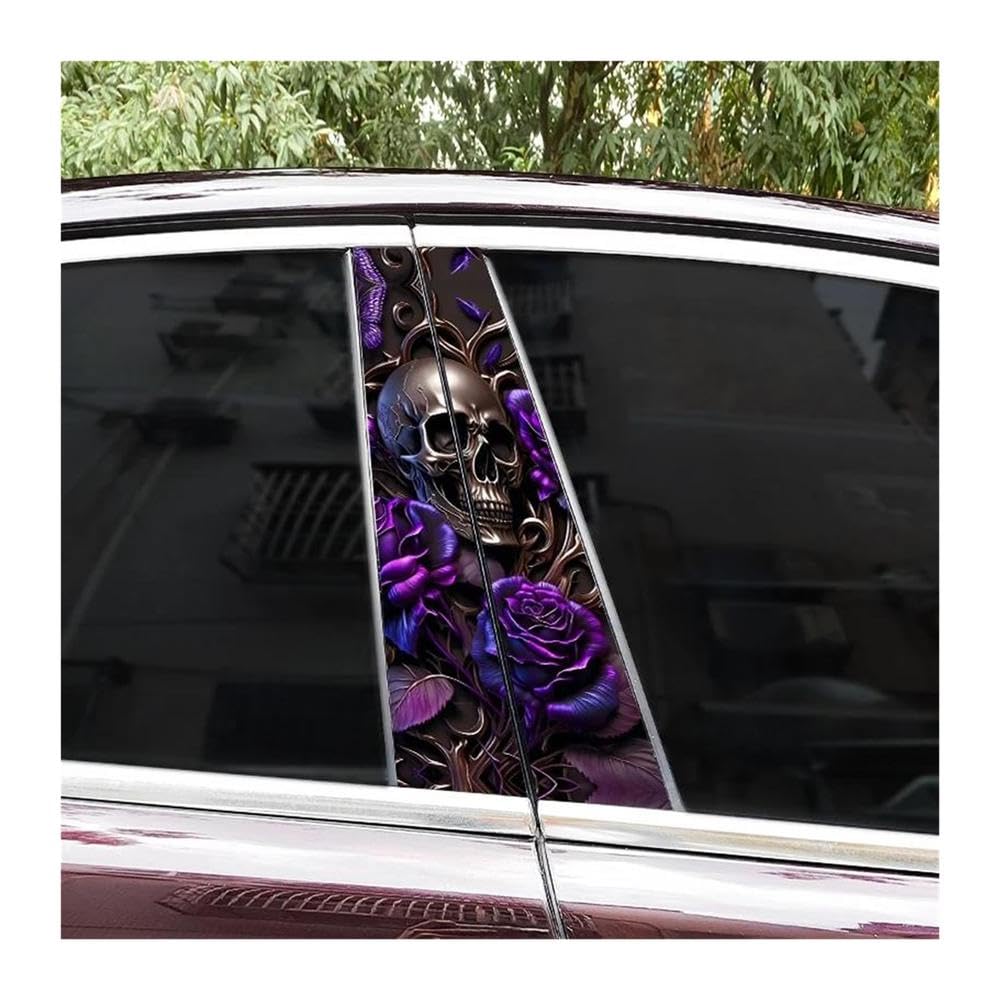 Body Parts 2PCS Car Center Pillar Waterproof Decals Horror Flame Skull Car B-Pillar Sticker DIY(B)