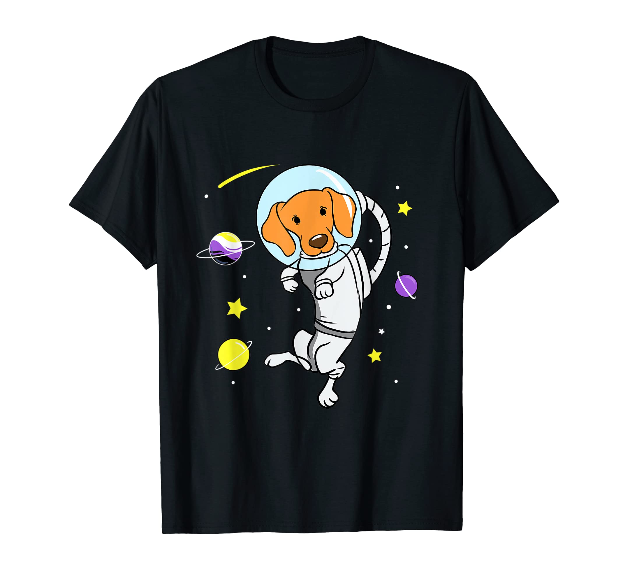 Dog In Space Nonbinary Pride T-Shirt, Black