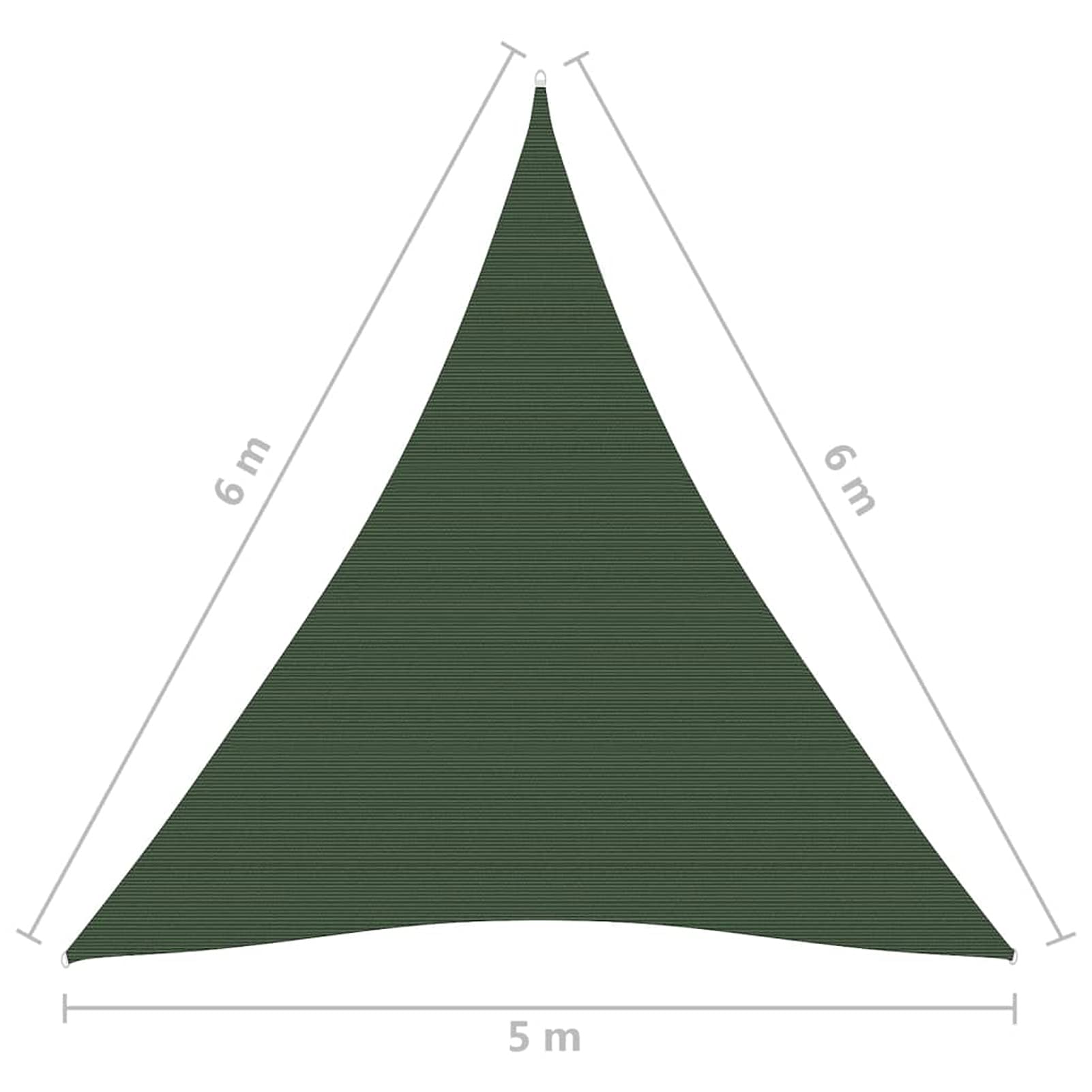 Vela Parasole 160 g/m² Verde Scuro 5x6x6 m in HDPE,Tenda a Vela Impermeabile Rettangolare Vela Ombreggiante Parasole Protezione Raggi U V per Esterno Giardino terrazza