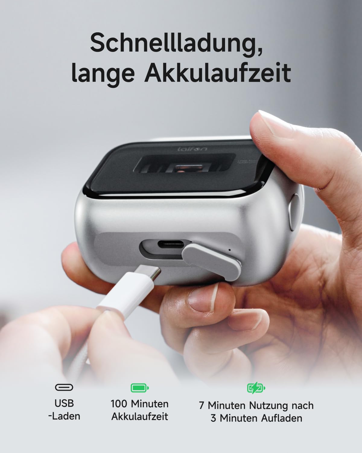 Laifen P3 Pro Elektrischer Folienrasierer Herren, 3-Klingen-Schersystem mit 12.000 CPM Linearmotor, Unibody-Design, IPX7 Wasserdicht & Reisesicher, Silber