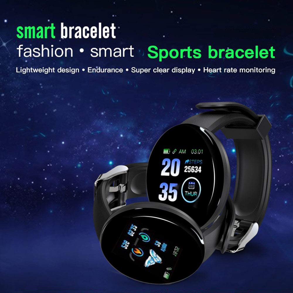 KANBUN Reloj inteligente para hombres y mujeres, presión arterial, redondo, resistente al agua, deportivo, rastreador de fitness para Android Ios, negro (negro)