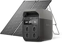 EF ECOFLOW Gerador Solar DELTA 3 com Painel Solar de 125 W*2, Bateria LFP de 1024 Wh, X-Boost 2900 W, Bateria Reserva para Casa Segura, Estação de Energia Portátil para Emergências, Camping e Trailers