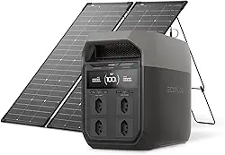 EF ECOFLOW Gerador Solar DELTA 3 com Painel Solar de 125 W*2, Bateria LFP de 1024 Wh, X-Boost 2900 W, Bateria Reserva para Casa Segura, Estação de Energia Portátil para Emergências, Camping e Trailers