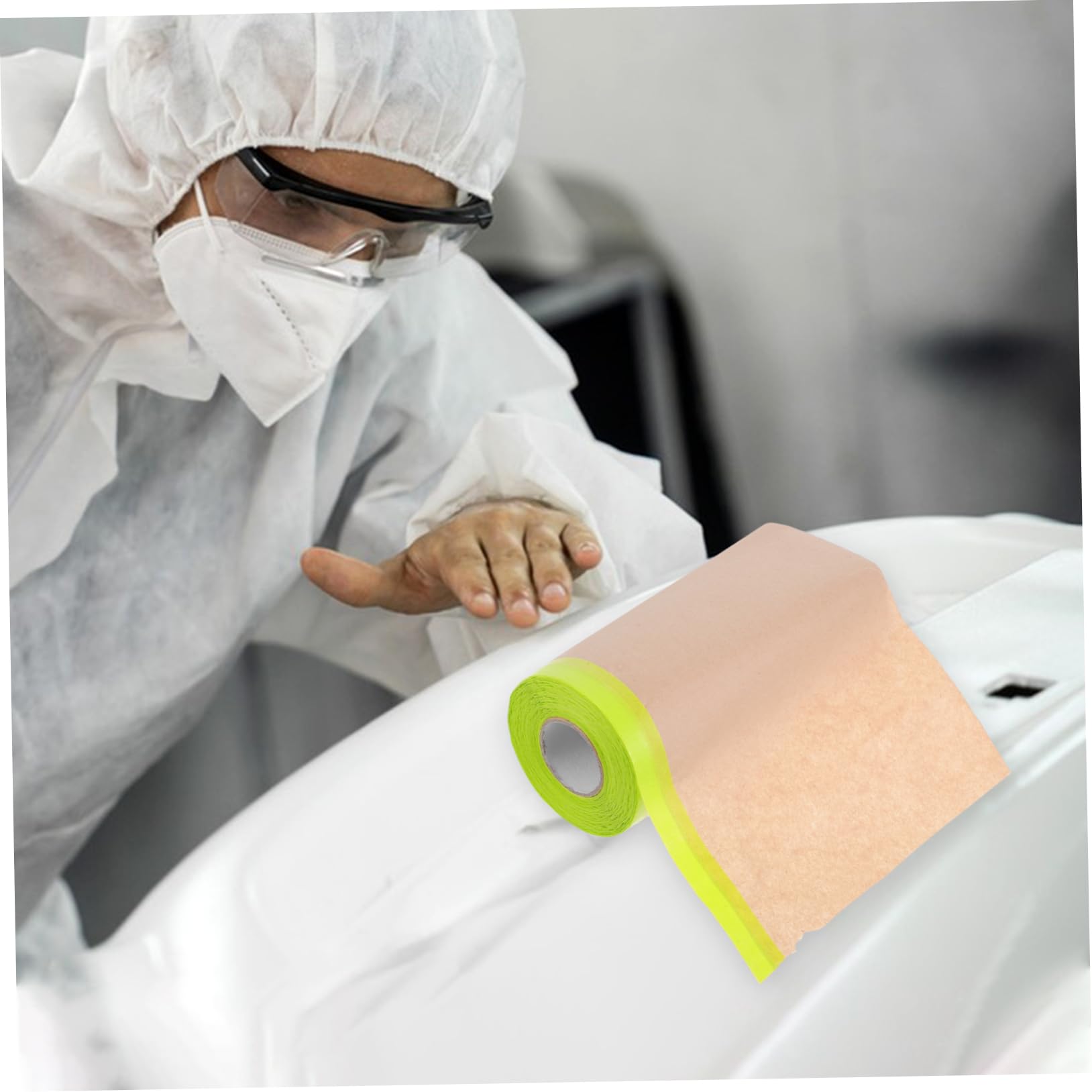 Abdeckpapierrolle Mit Klebeband 59.06In X 0.06In Halbtransparente Abdeckfolie Für Auto Lackierarbeiten Wand- Und Bodenbelag Malerpapier Schablonen Schneiden