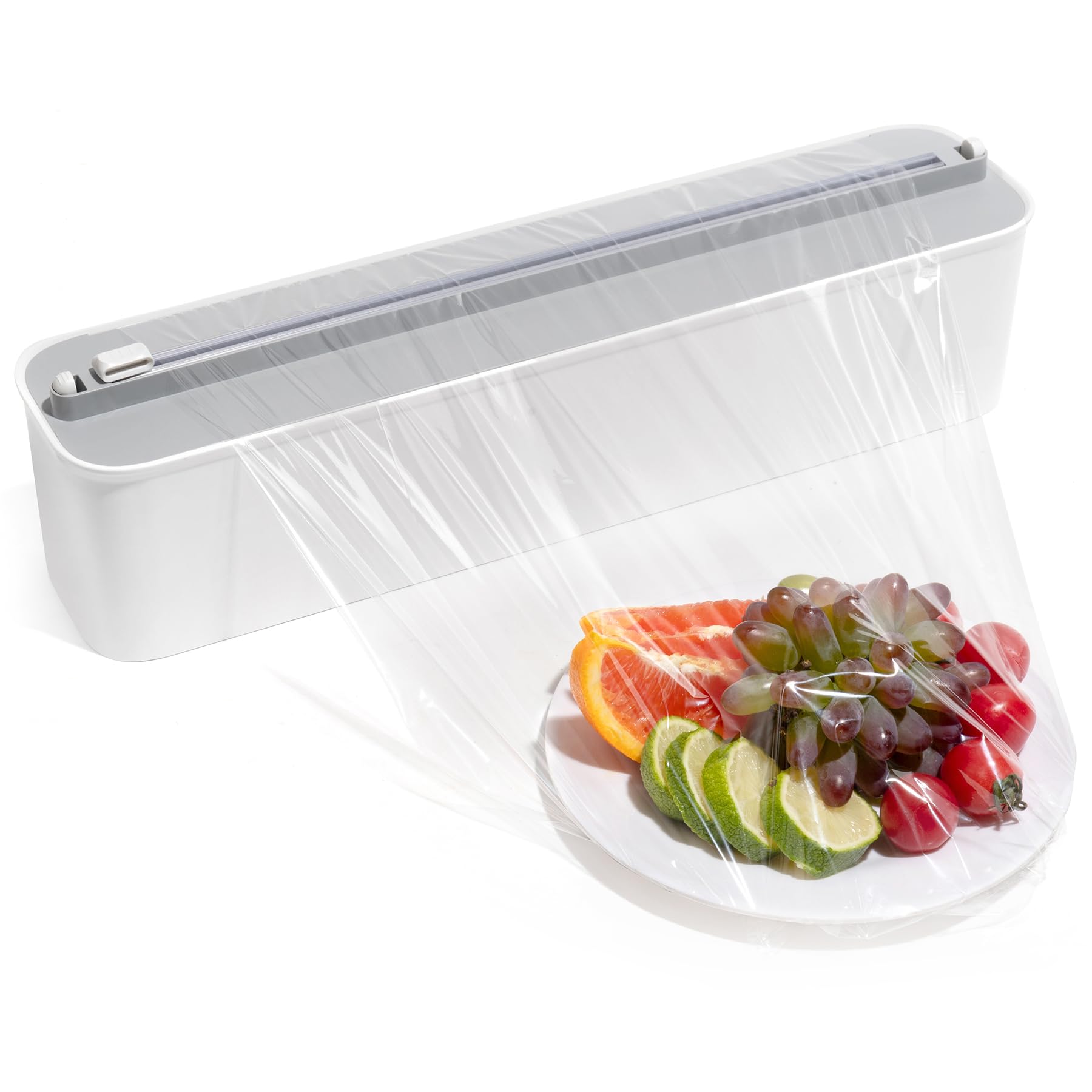 Dispenser di fogli di alluminio e plastica con taglierino, montaggio a parete magnetico e senza trapano, dispenser di pellicola trasparente per piani di lavoro e armadi, organizer salvaspazio