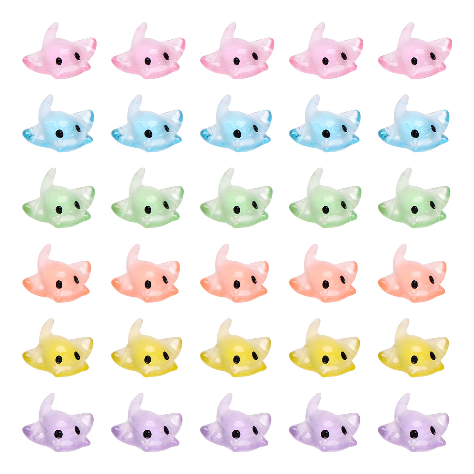 30pcs Miniature Stingray Figures - Realistic Resin Mini Stingray Sea Animal Figurines for Micro Landscape Decoration & Cake Topper