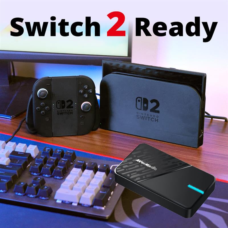 AVerMedia Capture Card for Streaming, 4K60 HDR Passthrough​, 1080p60 Video Recording, Ultra-Low Latency Game Streaming for Switch 2, Xbox, PS5, PC on Twitch, OBS, Win11, Mac - StreamLine MINI+ GC311G2