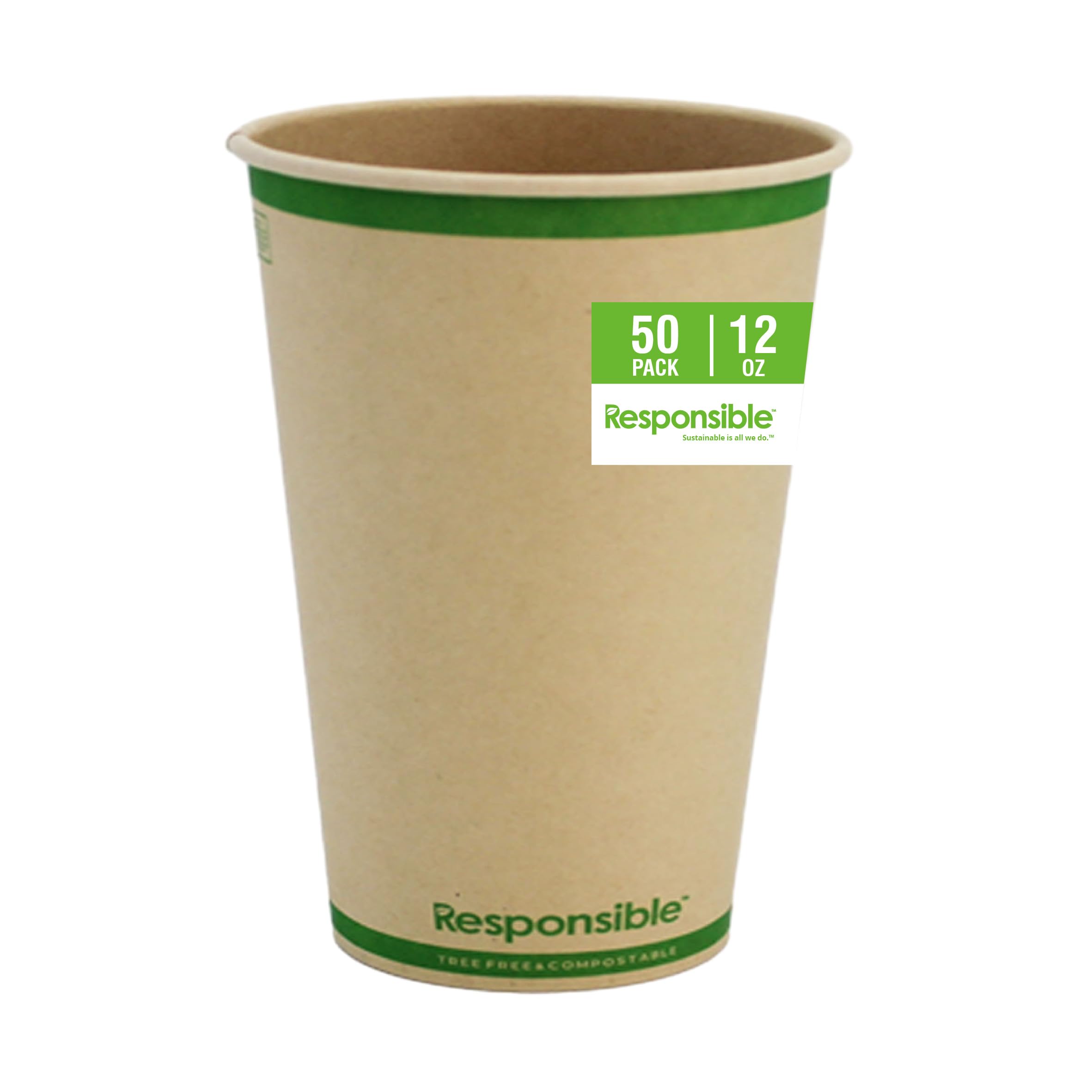 Responsible Products 12 oz (50 Count) / Natural Brown / Casual Cups