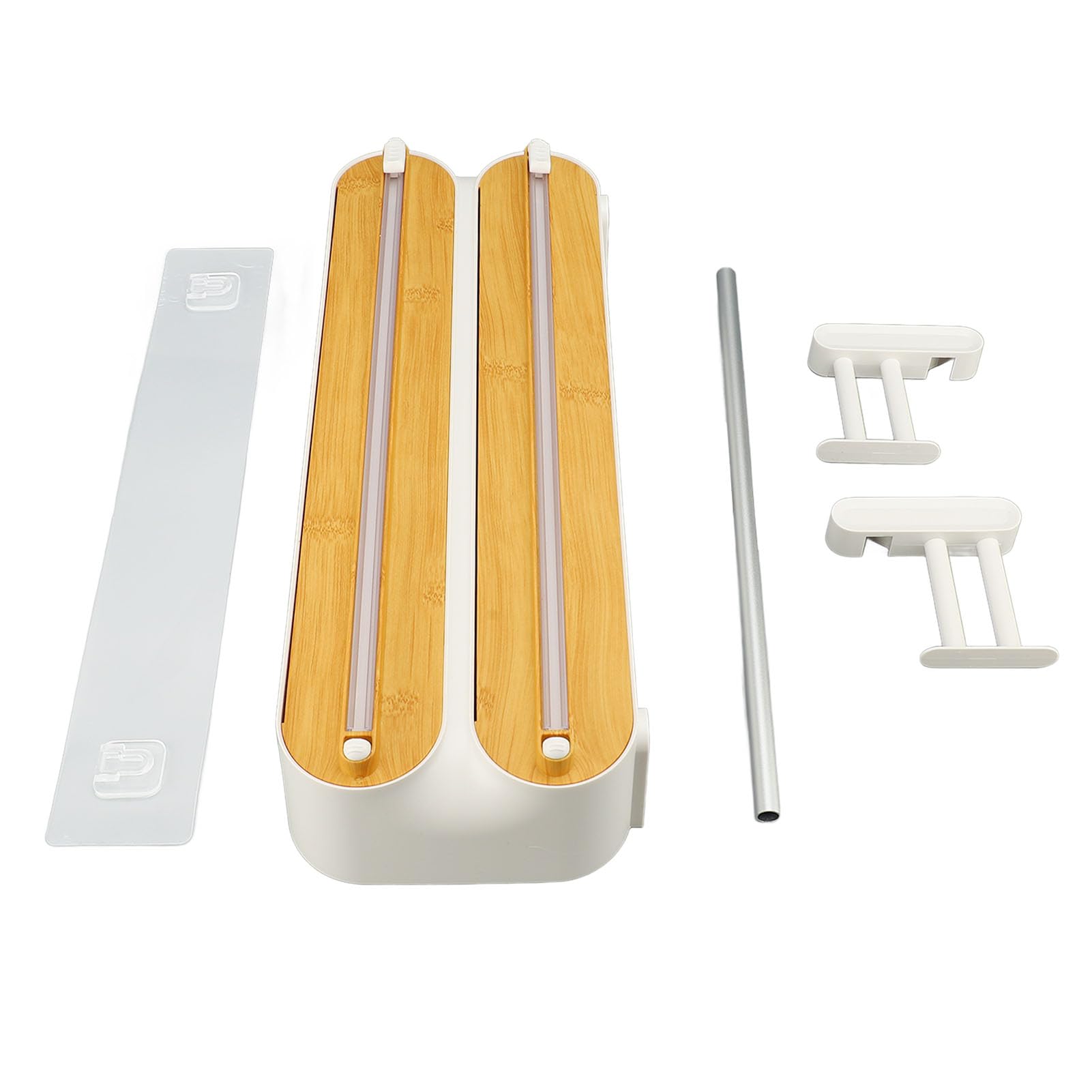 Organizador de Envolturas 3 en 1 con Cortador para Papel de Aluminio, Papel Encerado, Film Transparente, Cuchillas Deslizantes Ocultas, Imanes, Ideal para Almacenamiento en la Cocina