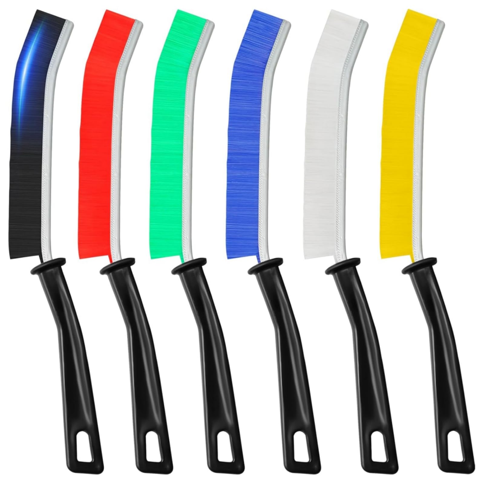Crevice Cleaning Brush 6PCS, Hard Bristle Gap & Grout Cleaner Brush for Window Track, Tile Groove, Sink Edge, Door Rails, Bathroom Kitchen Narrow Spaces - Multicolour Multifunctional Set