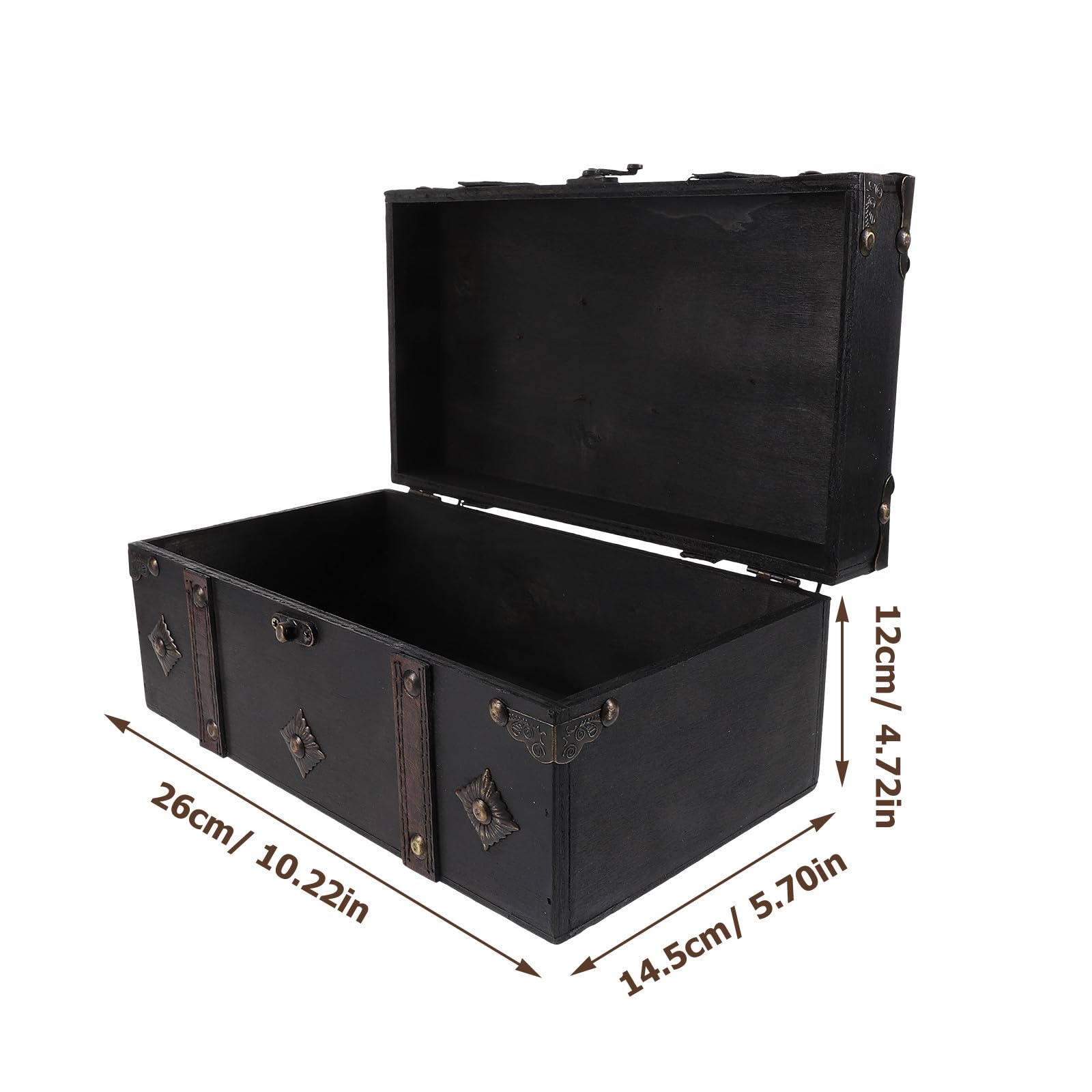 VOSAREA Vintage Holzkiste mit Schnappverschluss Retro Aufbewahrungsbox Schwarz Leicht zu Öffnen für Familienspiele und Dekoration