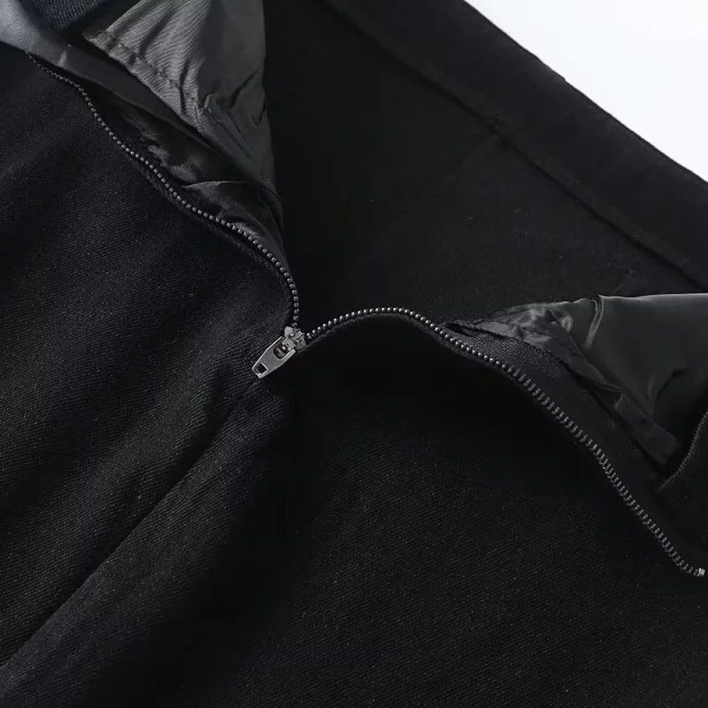 SWEPER Falda Corta De Mujer - Falda Vaquera con Abertura para Mujer, Falda hasta El Tobillo con Cremallera Sencilla Y Cintura Alta