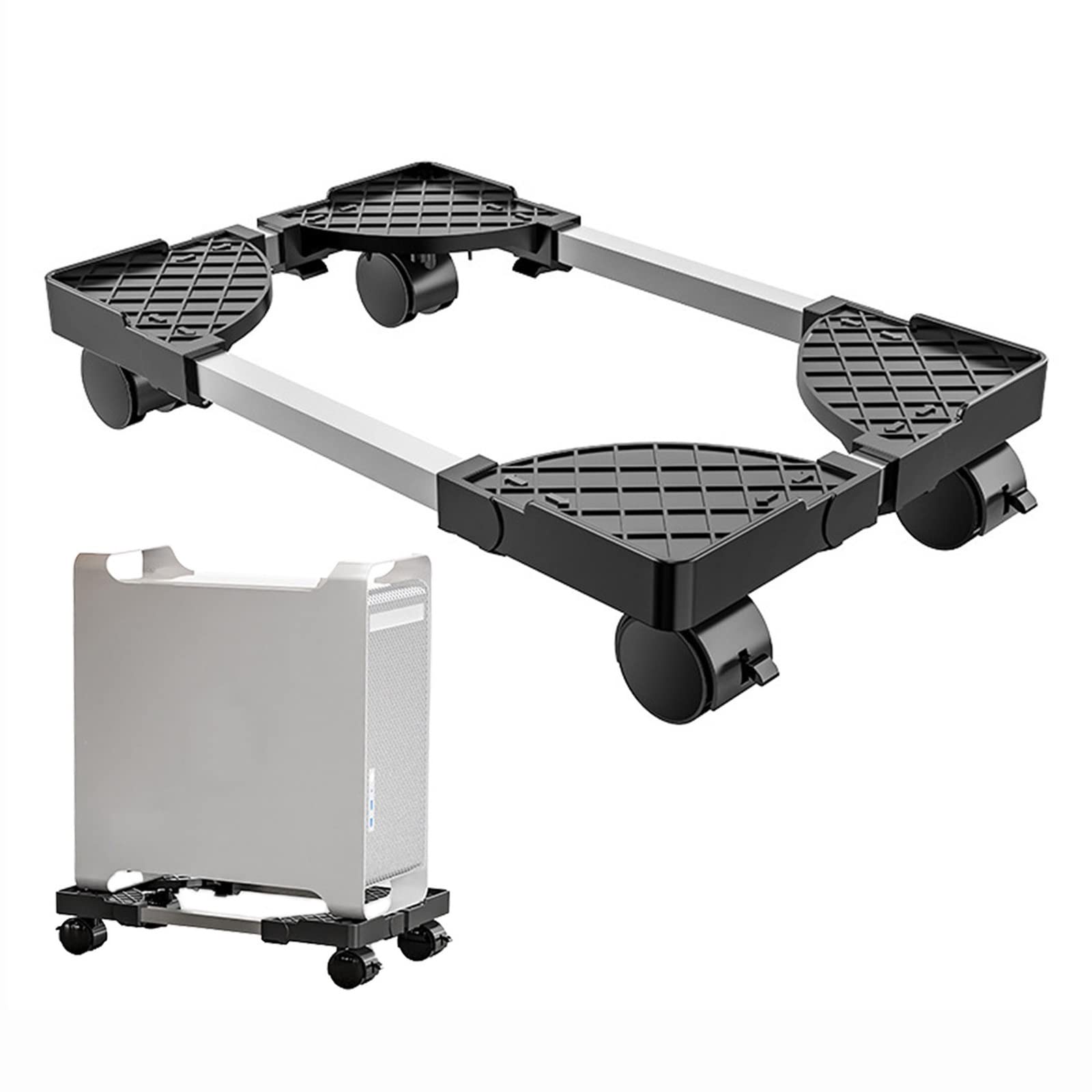 SaryEdge Adjustable Monitor Stand Mobile CPU Holder Stand, Floor CPU Rolling Stand Adjustable PC Tower Stand Mobile PC Cart Holder with Locking Caster Wheels -,