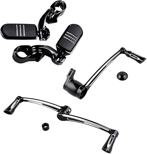 Astra Depot Estriberas ajustables negras de 1.25 pulgadas de 1.260 in con soporte de montaje de barra de protección del motor y brazo de freno,