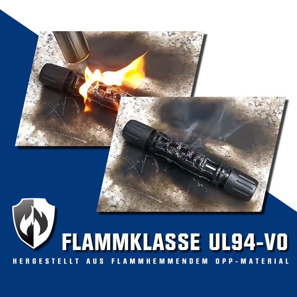 Câble solaire 4 mm² - 25 m - 4 mm² - Avec fiche solaire 30 A - Étanche IP67 - Noir - Pour centrale électrique de balcon, panneau solaire, PV, sans halogène