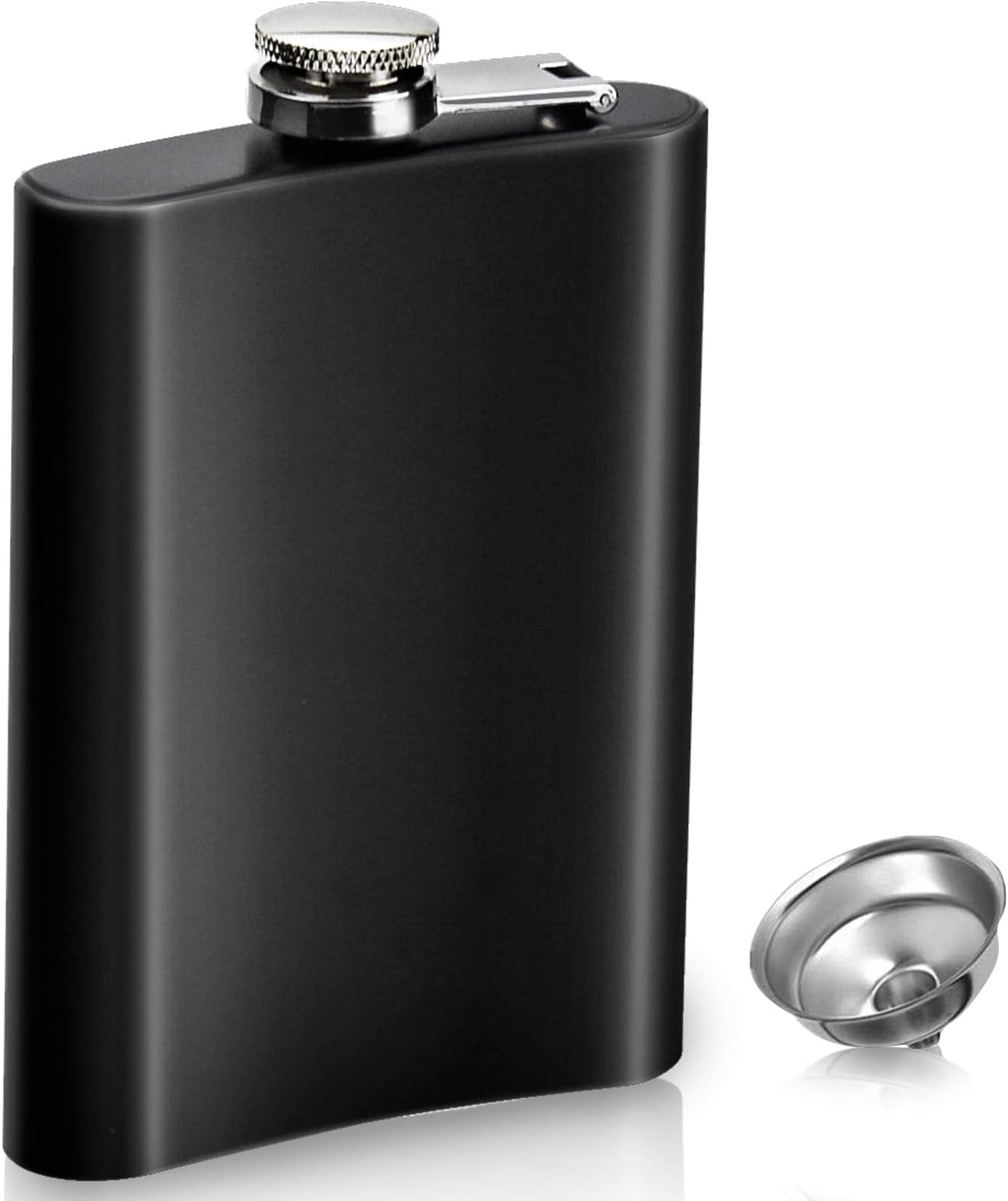 8oz Hip Flask Stainless Steel Pocket Whiskey Flask Flagon with Funnel for Men Storing Whiskey Alcohol (Matte Black)