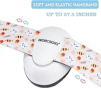 Vista 4 de Orejeras para bebés con cancelación de ruido, protección auditiva para niños pequeños con diadema elástica ajustable (oso, color blanco)