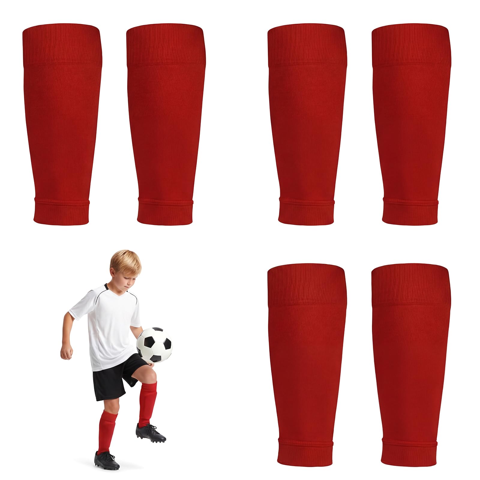 Calzettoni da calcio per bambini, 3 paia, elastici, senza calze e tubes, calzini sportivi, traspiranti, per bambini e ragazzi, ideali per calcio, basket, ciclismo, corsa