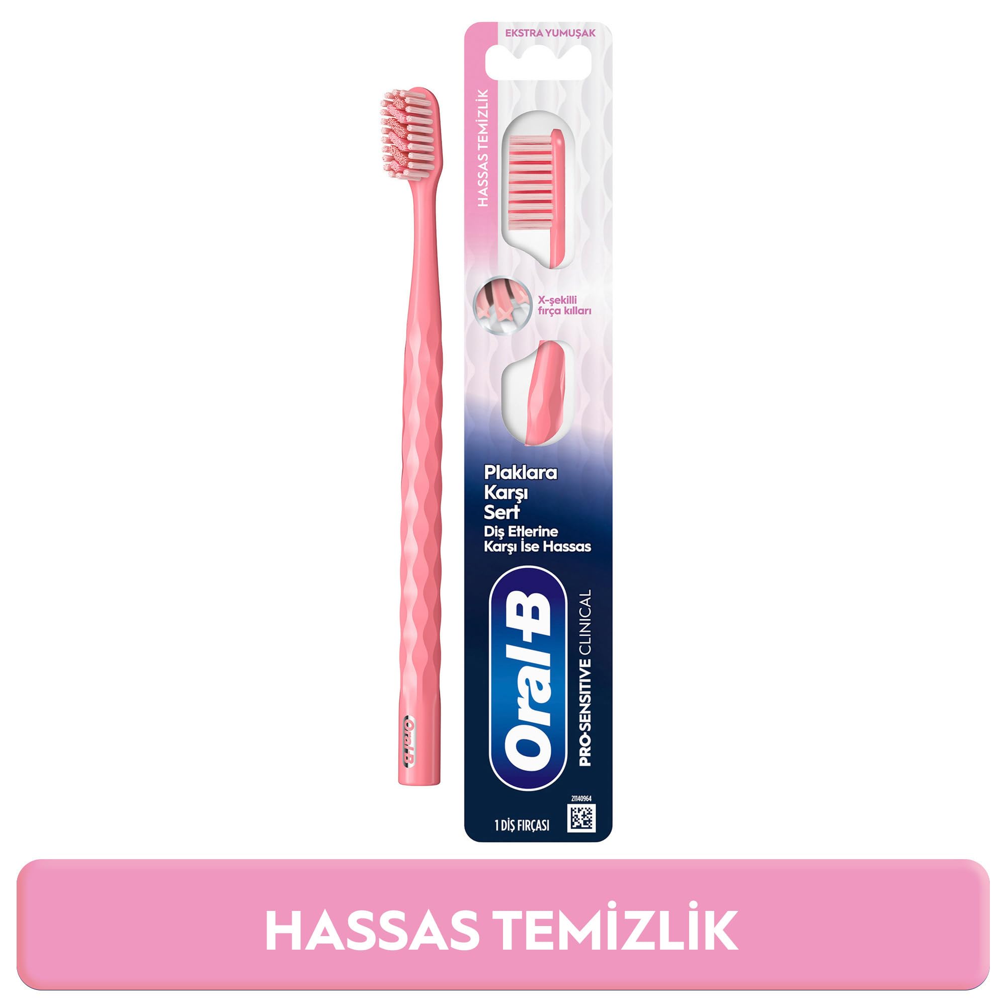 Oral-B Pro-Sensitive Clinical Hassas Temizlik Diş Fırçası – Hassas Temizlik Sağlar – Ekstra Yumuşak Fırça Kılları, 1 adet (4 paketi)