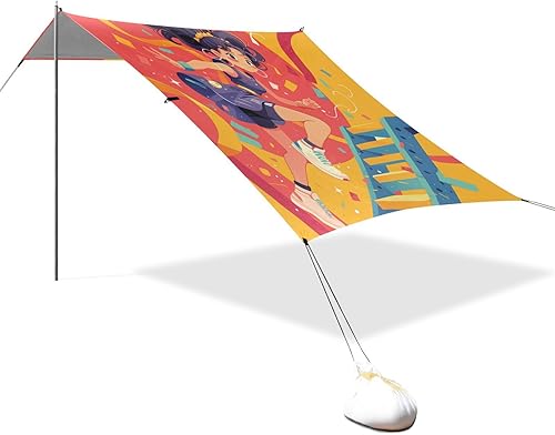 Linda cabaña de playa plegable para niña, UPF50+, refugio solar ligero, incluye pala de arena, sacos de arena, postes de estabilidad para camping,