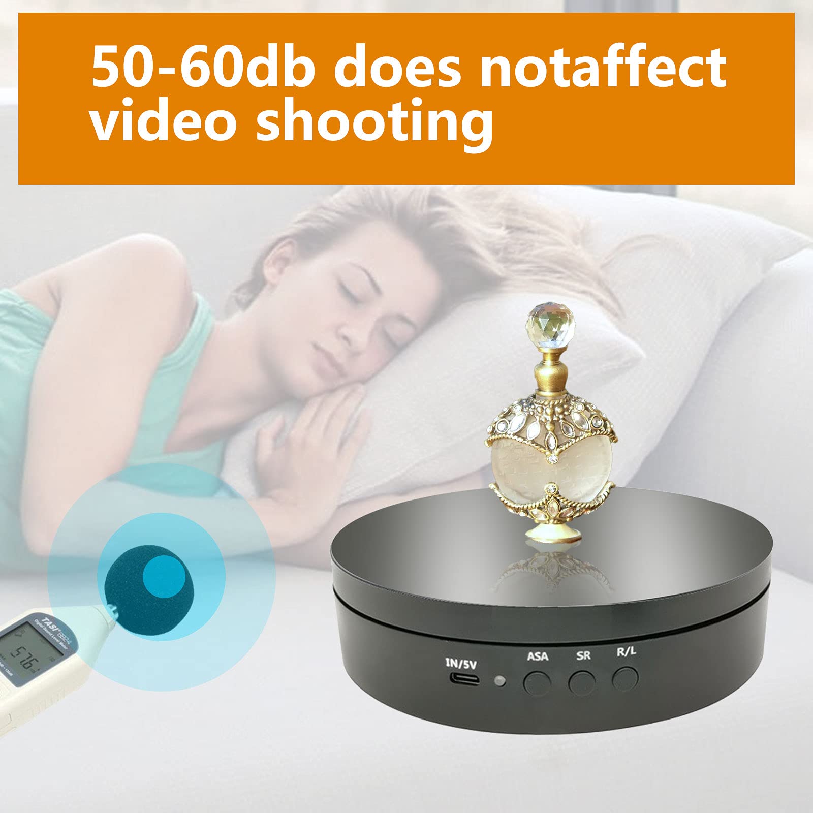 CDIYTOOL Plateau tournant électrique pour photographie, 45/90/180/360 degrés réglable motorisé support d'affichage pour vidéo direct, plateforme tournante automatique d'affichage du produit (noir)