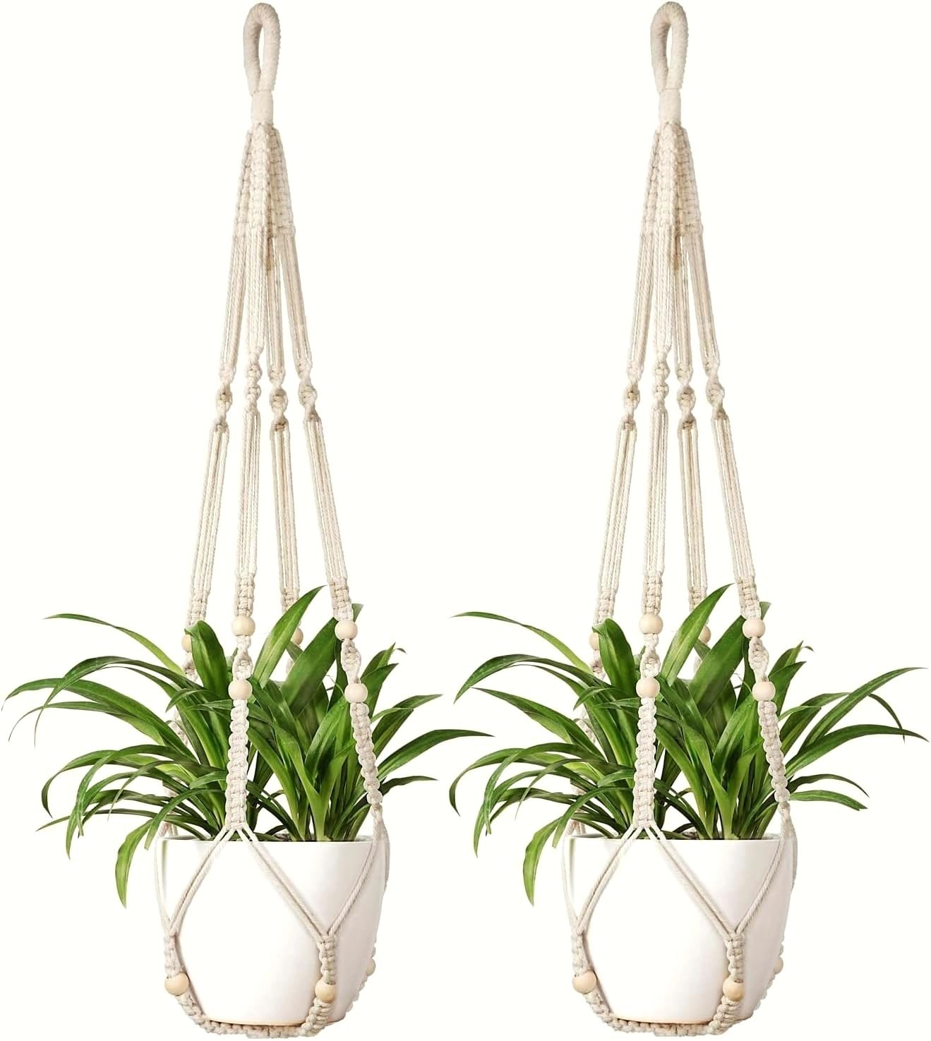 Aain Macrame Cotton Plant Hanger, Ceiling Hook Hanger, Rope Flower Pot Holder For Indoor Outdoor Balcony Garden, Home Decor Flower Planter Hanging Rope [Pack of2] (Off White) (B09NDZRV65) Amazon Price History, Amazon Price Tracker