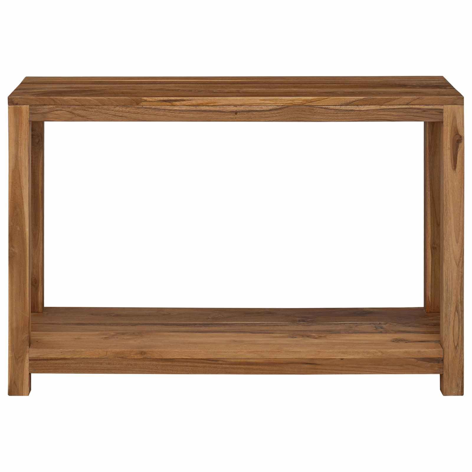Tavolo consolle naturale, 110 x 35 x 75 cm, in legno massello di teak | Design rustico, molto spazio, facile da montare, facile da pulire con un panno umido