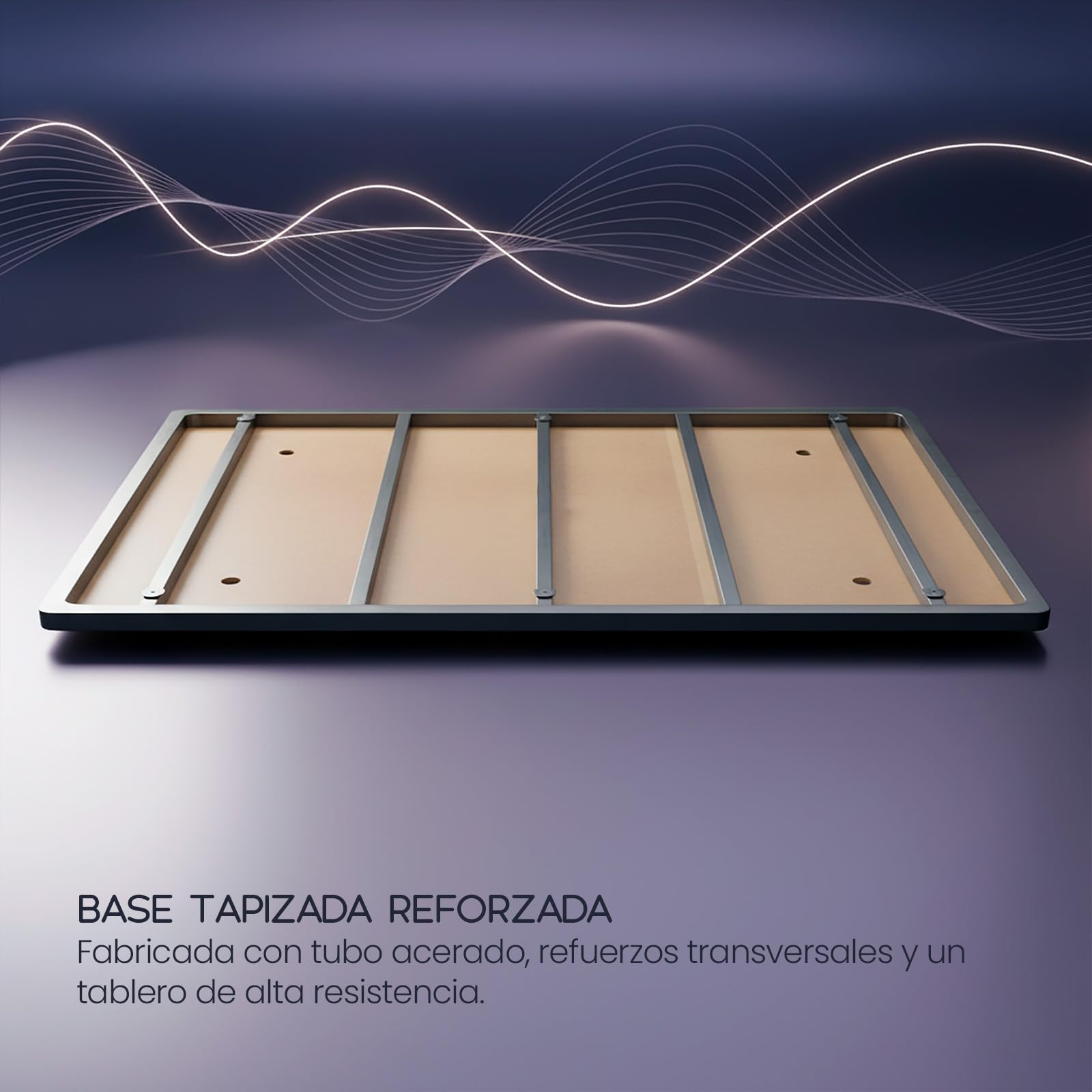 mattfy - Base Tapizada 3D 135 x 190 Beige Extra Resistente con Gran Estabilidad y Barras de Refuerzo, Incluye 6 Patas metálicas roscadas de 25cm