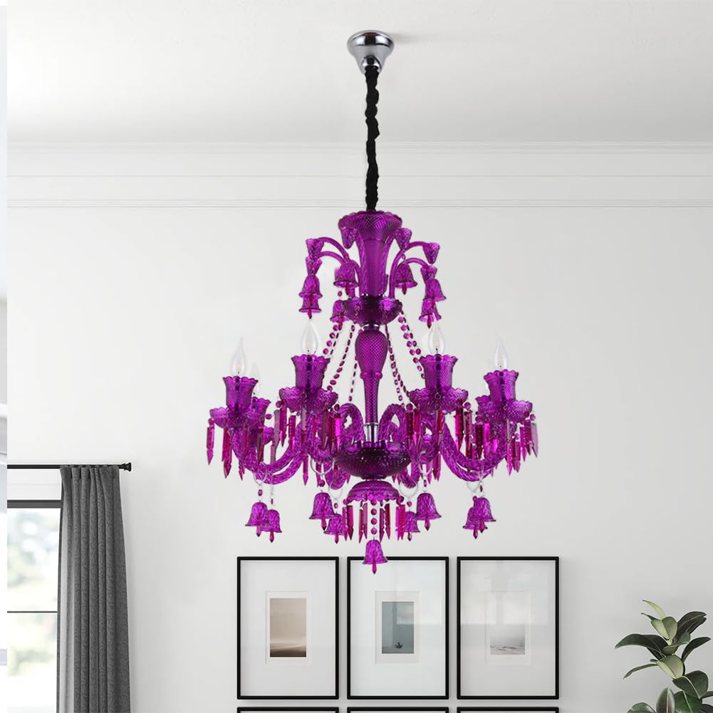 Aiwen 6-Light Crystal Chandelier 24.4 inch French Style Purple