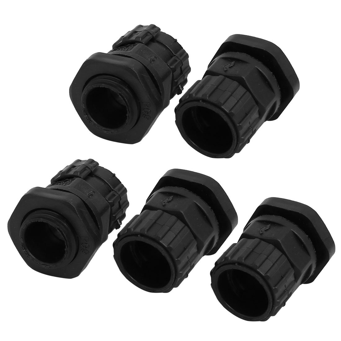 Aexit 5 Pcs Transmission PG9 13mm Inner Diameter Plastic Cable Gland Anti-splashing Black