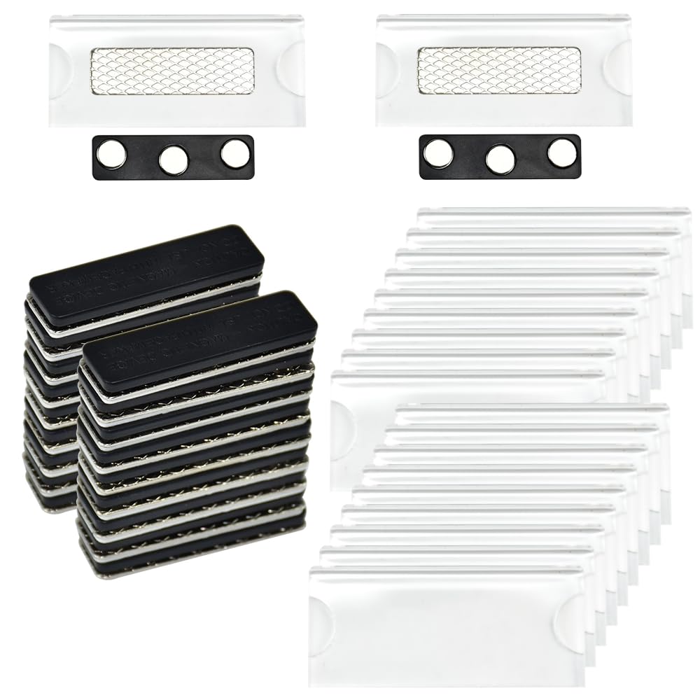 ADERTOS 18 Pezzi Portanome Magnetico, Targhette Magnetiche Badge Identificativi, Mini Espositore Acrilico Trasparente