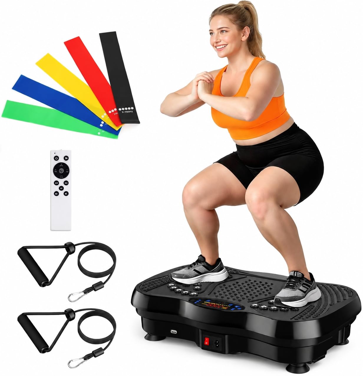GLYLF Vibration Plate Exercise Machine, 130 Levels Full Body Workout Vibrating Plate for Lymphatic Drainage Weight Loss, 450 Lbs Capacity Shake Platform with Bluetooth for Women Men