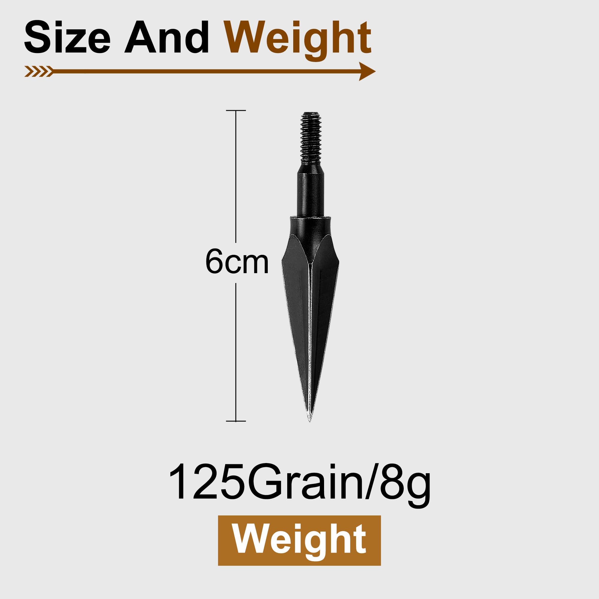 20 Flèches de Chasse Traditionnelles 125 Grains pour Arbalète Arc Classique et à Poulies Accessoires Extérieur Acier