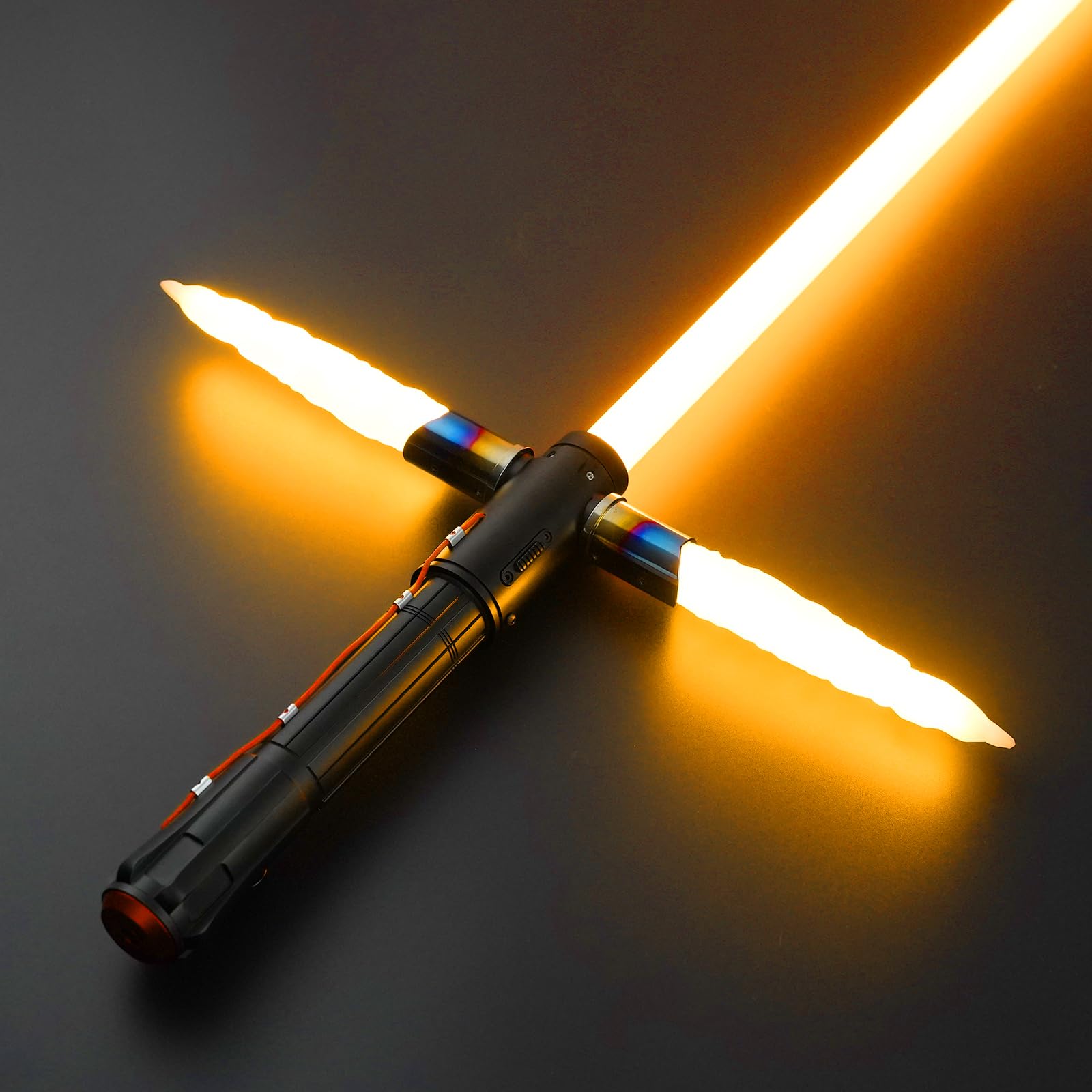DAMIENSABER RGB V3 Heavy Dueling Crossguard Light Saber, Motion Control Smooth Swing Light Sabers with 16 Sound Fonts Infinite Color Changes, Heavy Metal Hilt and Rechargeable Light Saber for Adults RGB-16 Sound Font