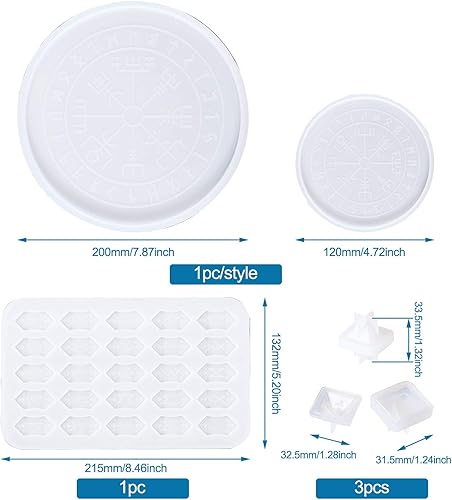 Miniatura 2 de Craftdady Juego de 6 moldes de resina epoxi de piedra de adivinación rúnica Futhark símbolo de energía, molde de silicona, bandeja de alfombrilla de