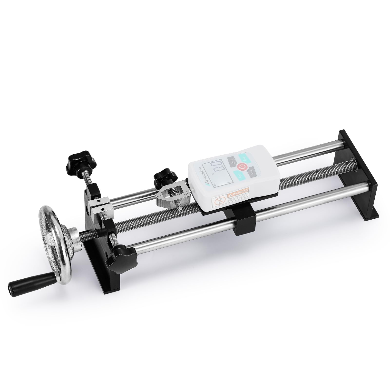 Soporte de medidor de fuerza, soporte de prueba de fuerza manual, con rueda de mano, con carrera de 250 mm, 1 abrazadera de prueba y abrazadera fija, prueba de compresión y tensión (para