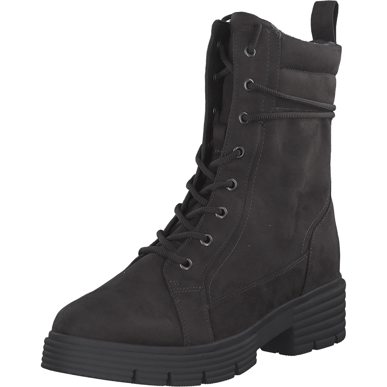 Jana Women’s Ankle Boots with Heel with Laces and Zip Block Heel Wide H Extra Width, Asphalt, 4 UK