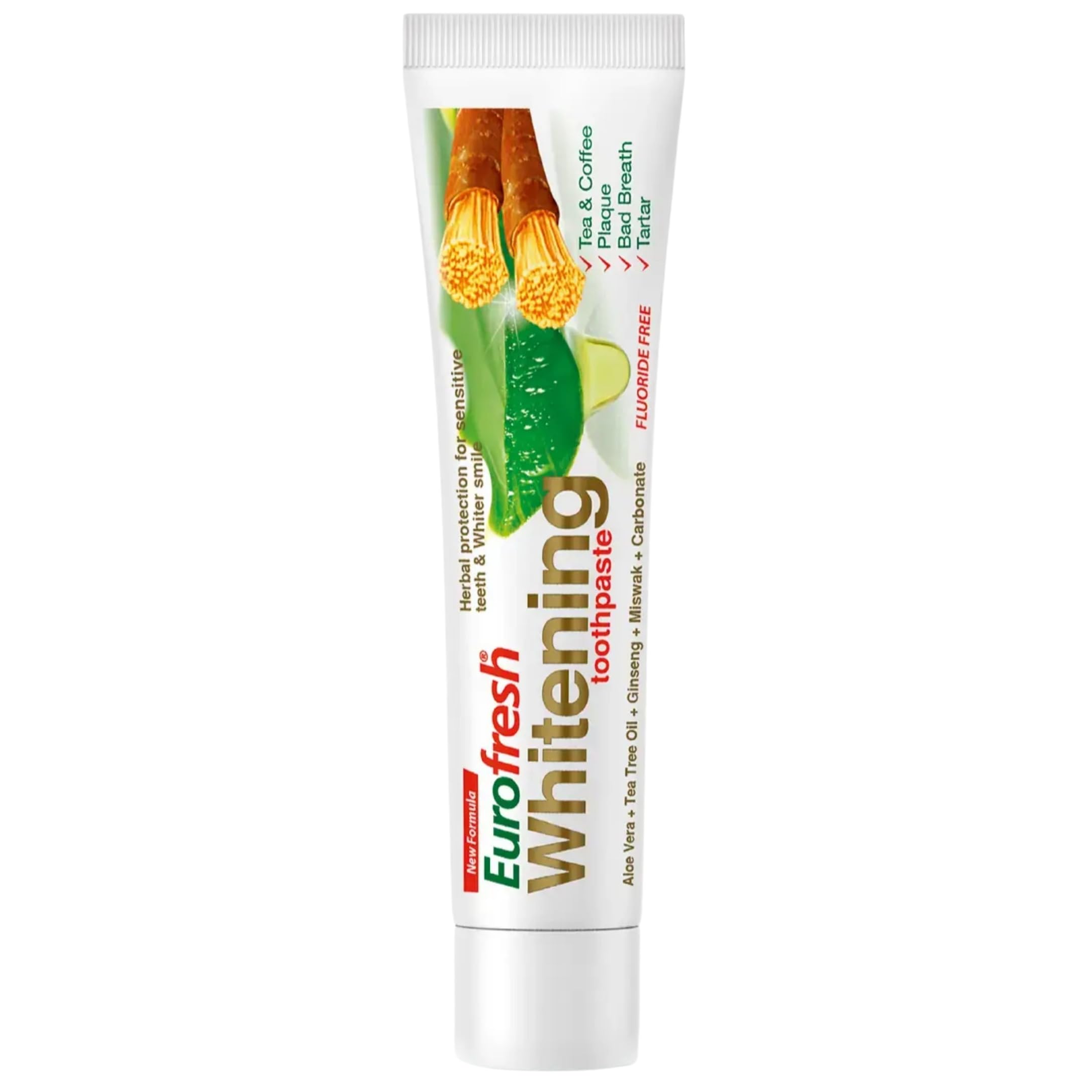FARMASI Eurofresh Miswak Natural Toothpaste Whitening Gel for Good Smile, Tea Tree Flavor, Unisex Adults, 3.95 oz | Fresh Breath Support, Smooth Gel