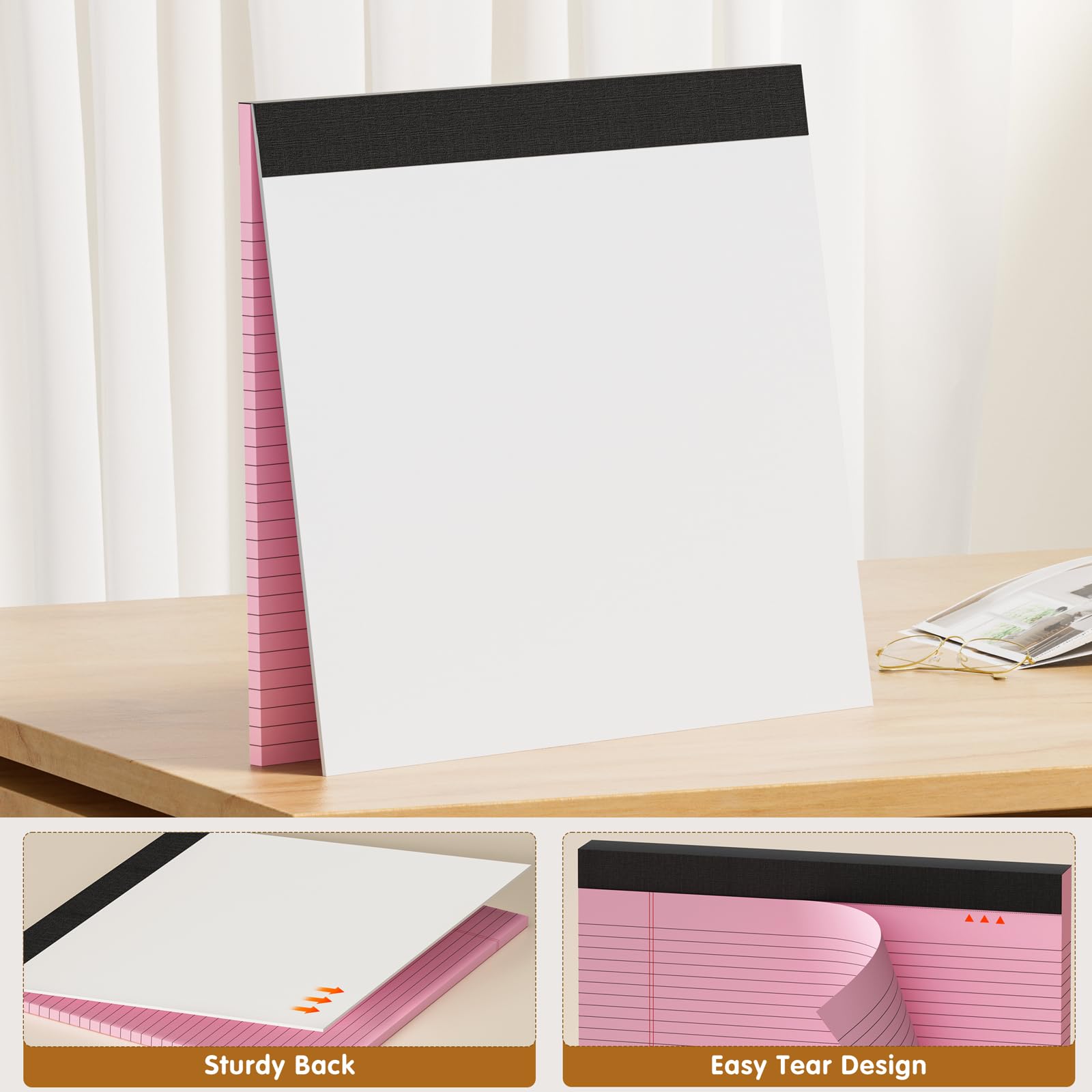 MuiAng Blocco note a righe 28 x 24,1 cm, 2 blocchi, 30 fogli, 80 g/m², carta perforata