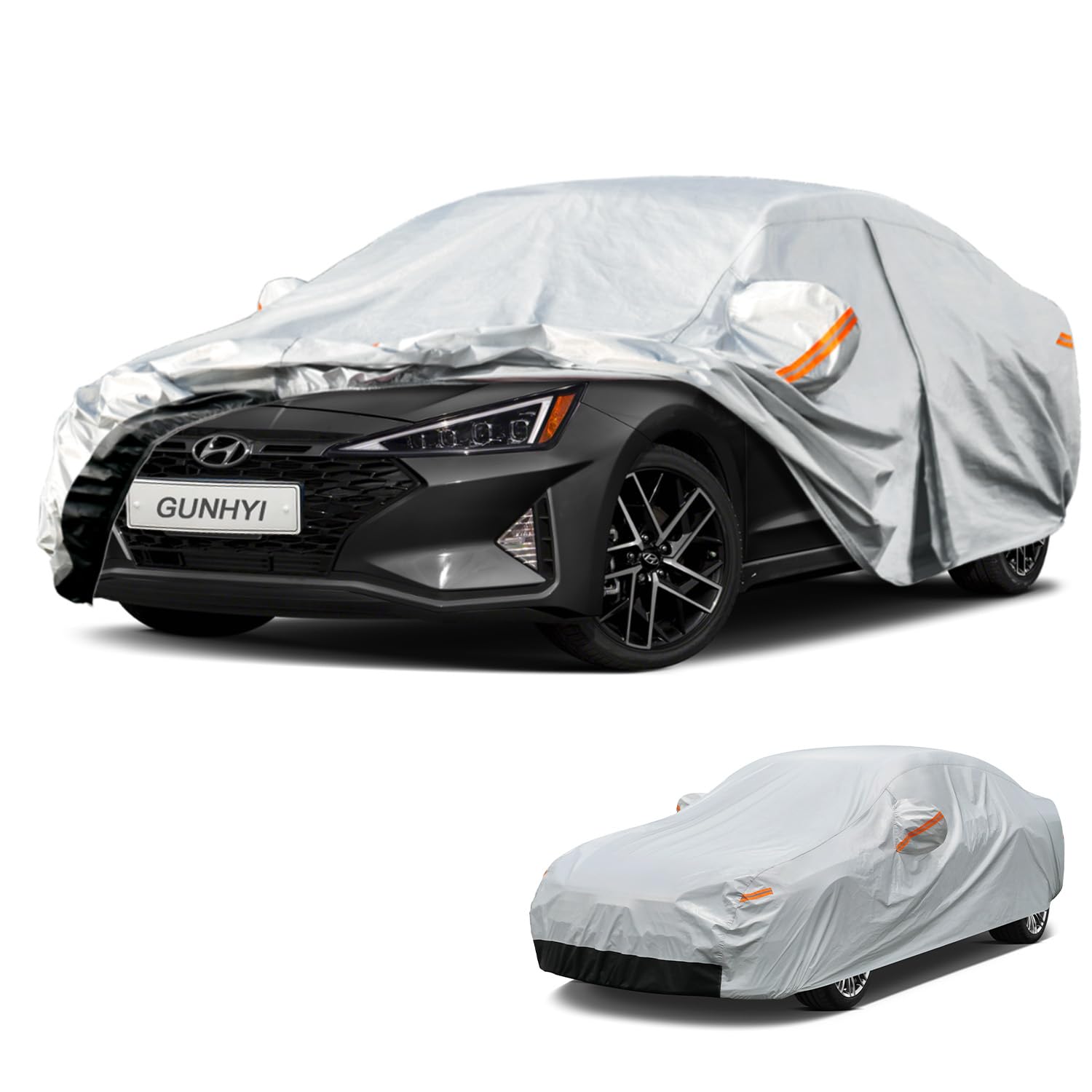 GUNHYI 6 Layer Car Cover Custom Fit Hyundai Elantra (1995-2026) Waterproof All Weather, Heavy Duty Outdoor Snow Sun Rain Uv Protection (Ships from US Warehouse, Delivery 3-8 Days)