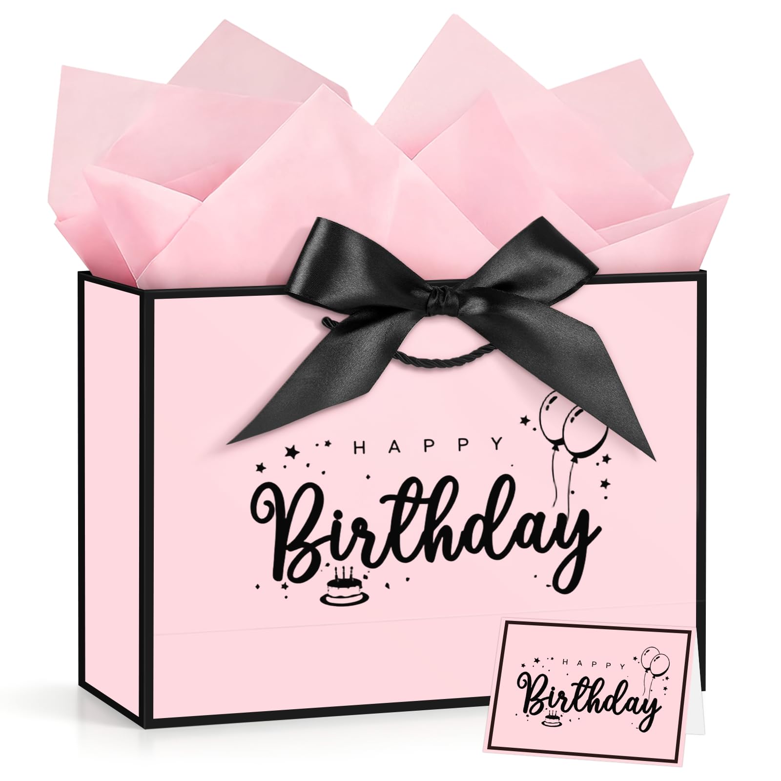JMANNI Birthday Gift Bag, Small Pink Black Frame — image 1